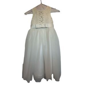 Girls 5/6 White Lace Tulle Formal Flower‎ Girl Confirmation Party Dress
